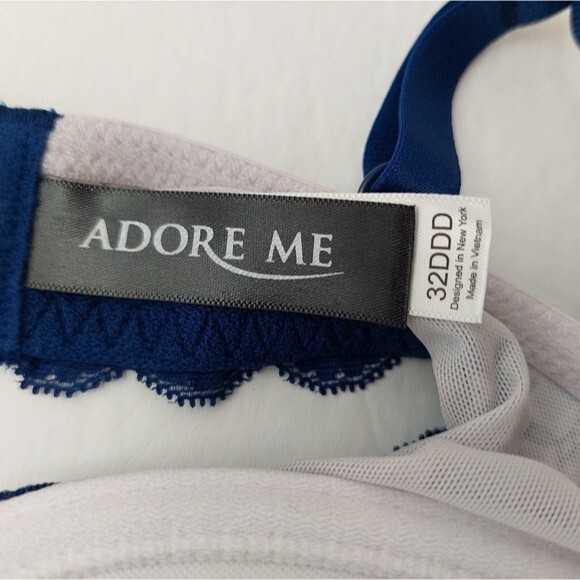 Adore Me 32DDD 32F White Blue Demi Cup Bra Medallion Print NEW - Picture 6 of 8